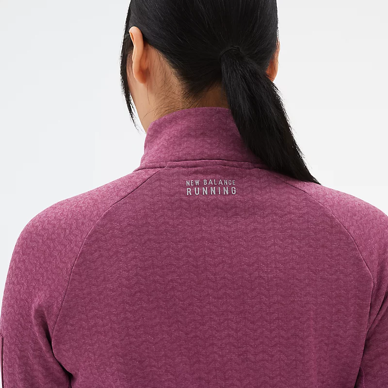 NB Heat Grid Damen-Sweatshirt mit halbem Reißverschluss – Rosinenmeliert