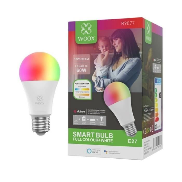 E27 RGB Smart Bulb - WOOX - Zigbee - Compatible with Alexa and Google Assistant - 9W - 25000h