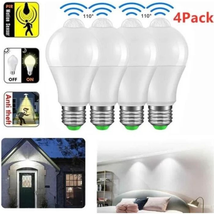 Ampoule LED E27 - LEYTN - 12W - Infrarouge - Capteur de mouvement - Blanc froid 6000K