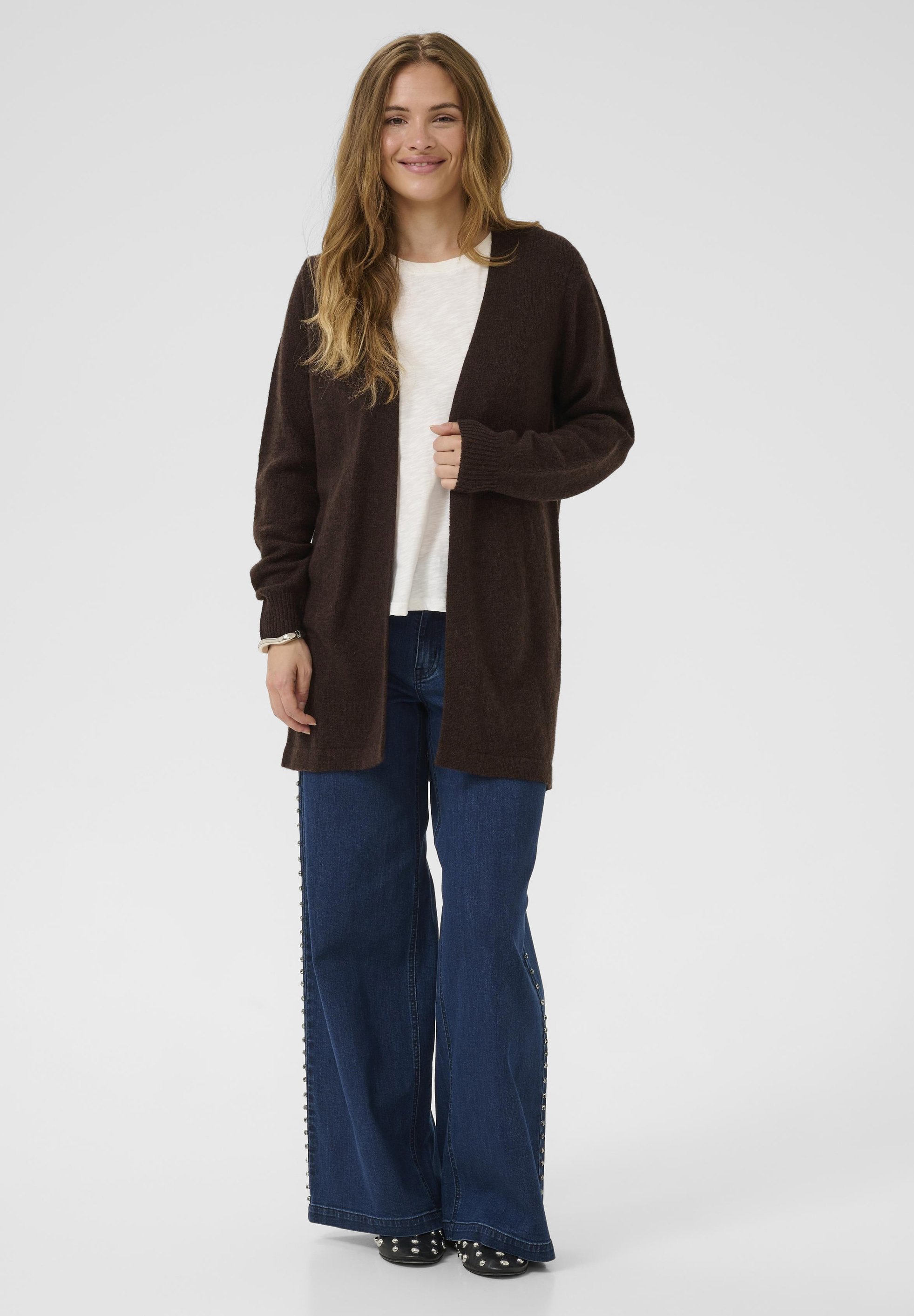 ASIMA KATRINA LONG - Neuletakki - coffee bean melange