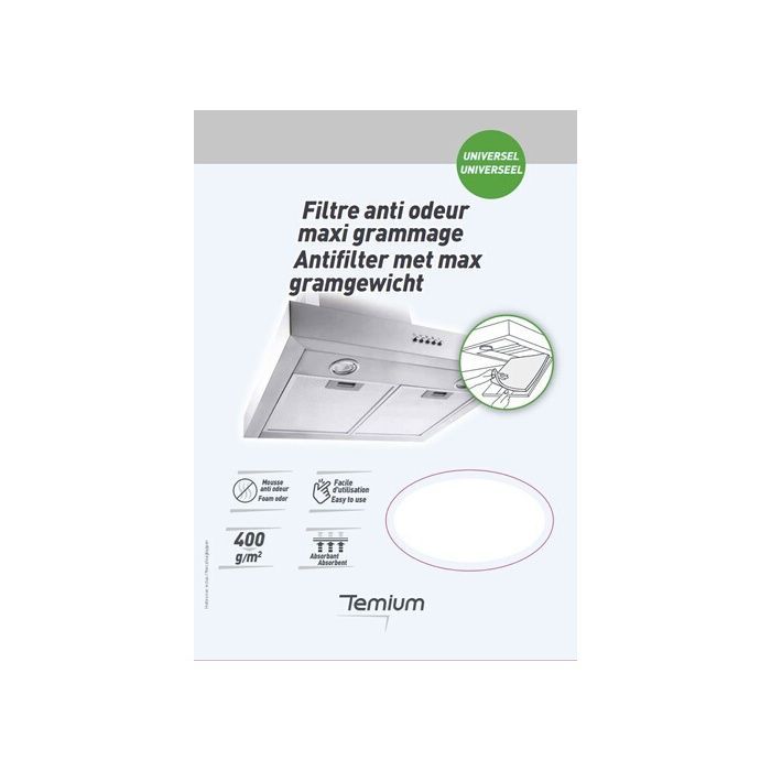 Filtre universel anti-odeur Temium pour hotte - Blanc