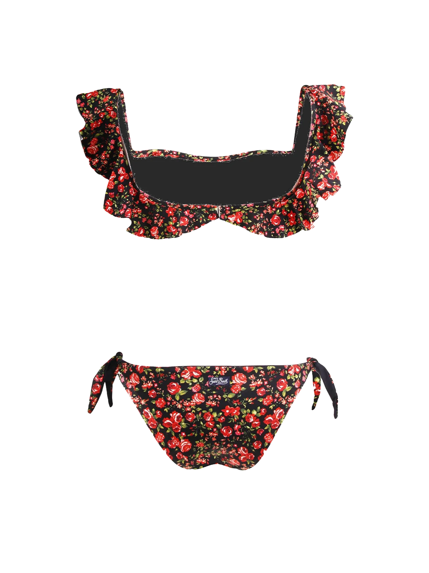 Bikini a fascia con volant stampa fiori
