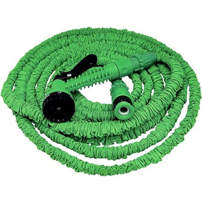 Manguera de jardín retráctil de 22 m (75 pies) con pistola rociadora de 7 modos: superficie de goma, compacta y duradera.
