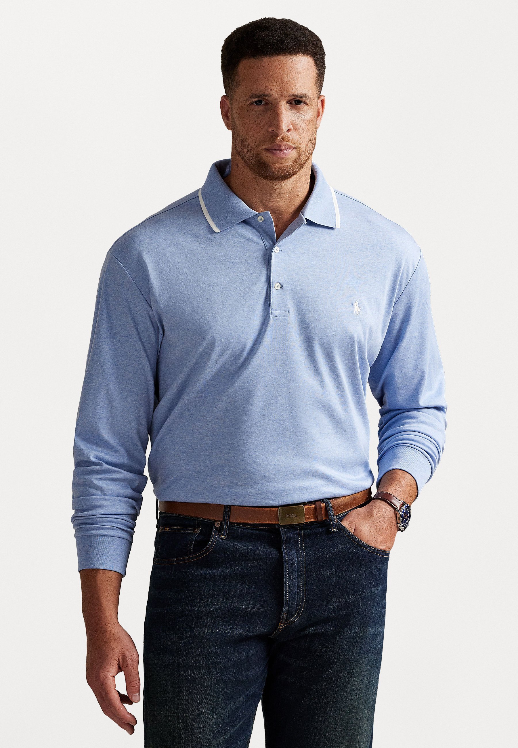 Polo Ralph Lauren Big & Tall POLO IN COTONE MORBIDO A MANICHE LUNGHE - Top a maniche lunghe - isle heather