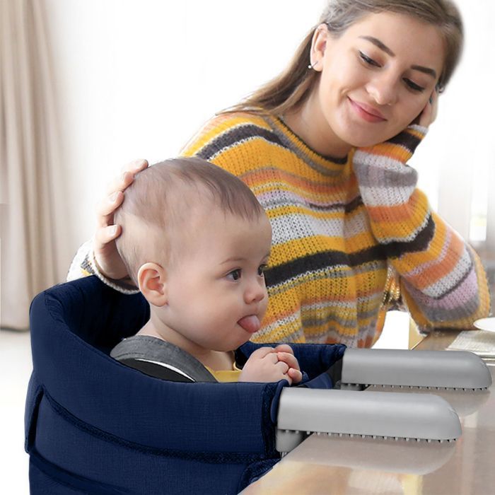Foldable Baby Table Seat - XMTECH - Multi-Point Attachment - For Children 6 to 36 Months - Blue