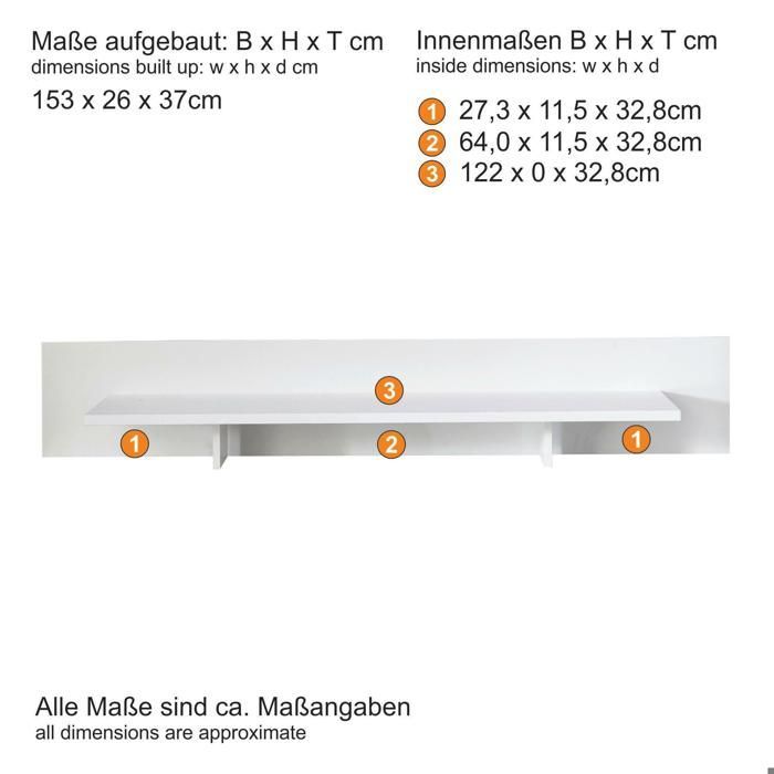 TOKYO - Mobili per soggiorno/sala da pranzo - Mobile porta TV in melaminico bianco. L x P x A: 153 - 26 - 37 cm