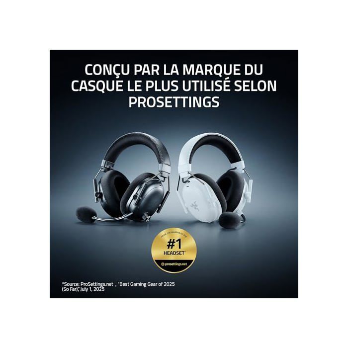 Casque Gaming Sans Fil - Razer - BlackShark V3 Pro - ANC - Haut-parleurs 50mm - Micro Amovible - Noir