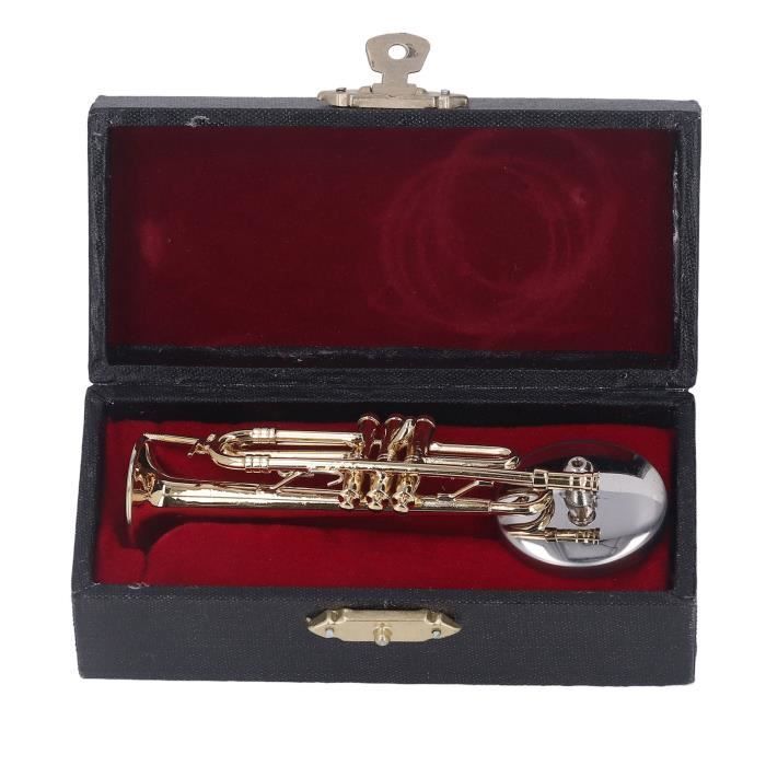 Trompeta en miniatura - SONEW - Modelo de latón resistente - Diseño exquisito - Soporte incluido - Estuche incluido