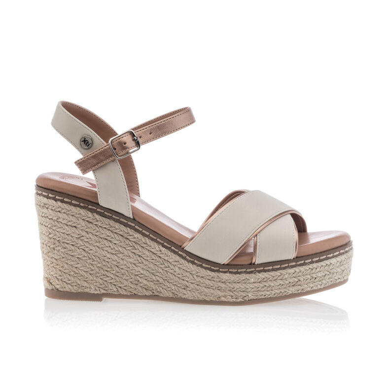 Beige Espadrilles für Damen mit Seilsohlen