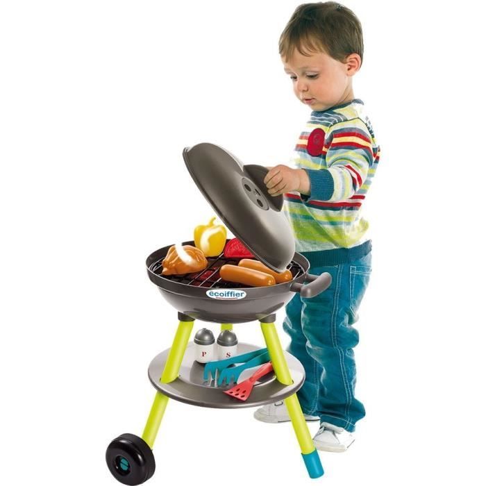 Ecoiffier Toys - Charcoal Barbecue + 16 Accessories - Children's Garden Tools - Made in France