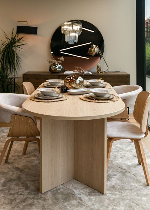 Mesa de comedor - Roble - Ovo - 90 x 75 x 204 cm