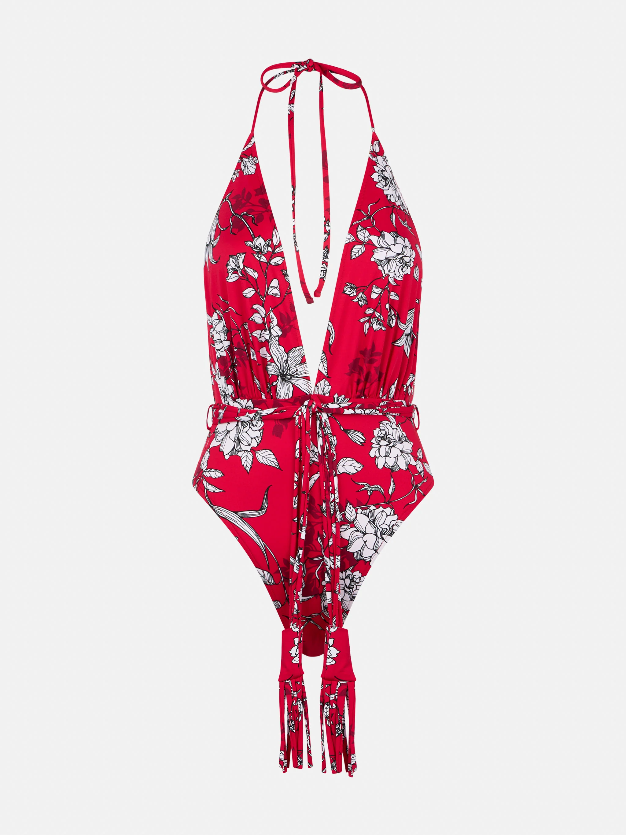 Eendelig badpak met witte bloemenprint