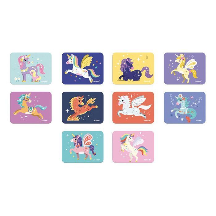 Magnéti'Book Unicorni - Gioco educativo magnetico con 44 magneti + 10 modelli - Giocattolo in cartone certificato FSC per bambini - Età 3+