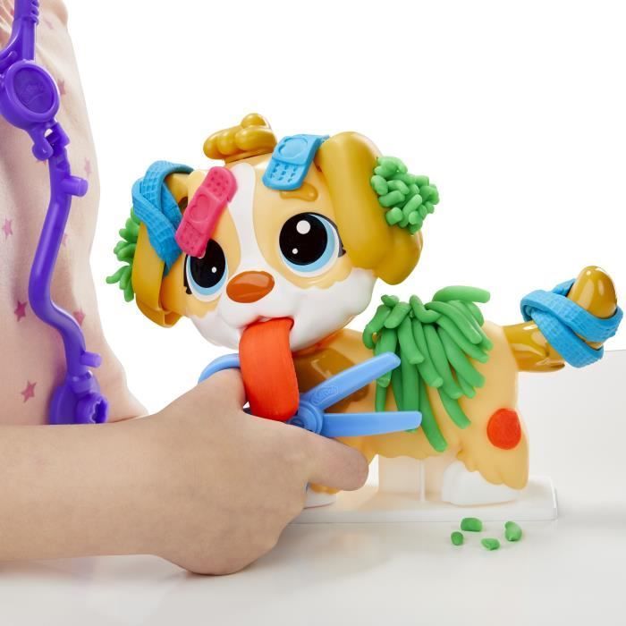 Play-Doh Le cabinet vétérinaire avec chien, avec 5 pots de pâte à modeler et 10 outils, jouet périscolaire, Les classiques
