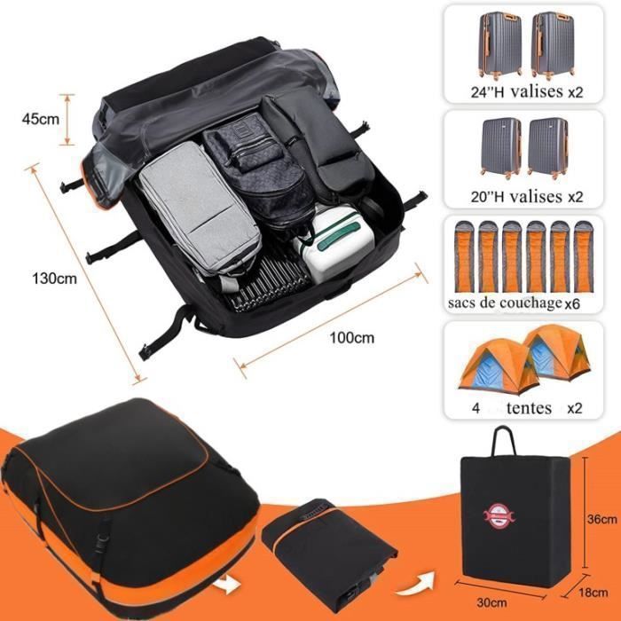 Coffre Toit Pliable - 580L/20 Pieds Cubes - 900D Tissu d’Oxford - Sac de Toit Voiture Pour Voyage Souple Résistant aux intempérie