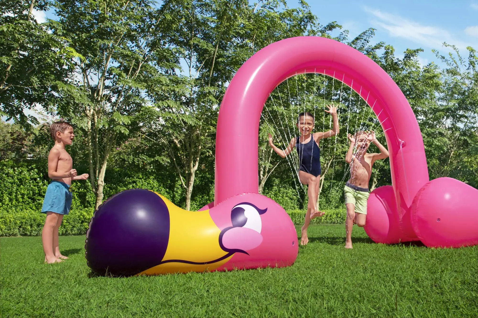 H2OGO! Jumbo Pink Flamingo -puhallettava lasten sprinklerikaari