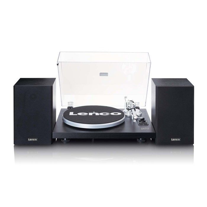 Lenco LS-500BK - Giradischi con amplificatore integrato, Bluetooth® e due altoparlanti esterni - Nero