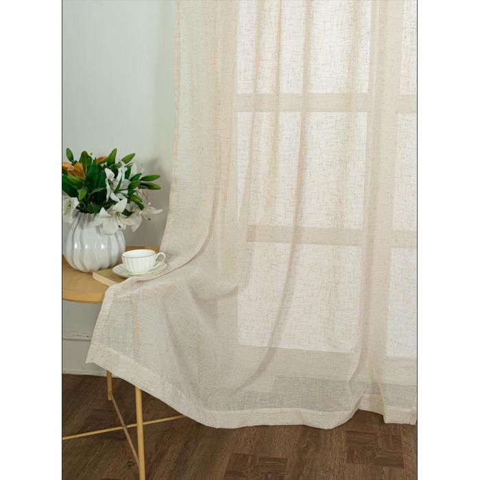 Rideau en lin efficace, semi-transparent, avec poche pour tringle, filtrant la lumière,beige,135x220cm
