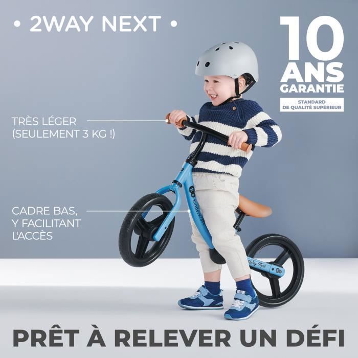Draisienne Bébé Kinderkraft 2WAY NEXT, Cadre Bas, Roues en Mousse, Selle Réglable, Légère et Ergonomique, Montage Facile, Bleu
