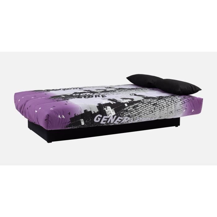 Sofá cama clic-clac de 3 plazas - Tela con estampado Street City - 190 x 92 cm - DREAM - Estilo contemporáneo