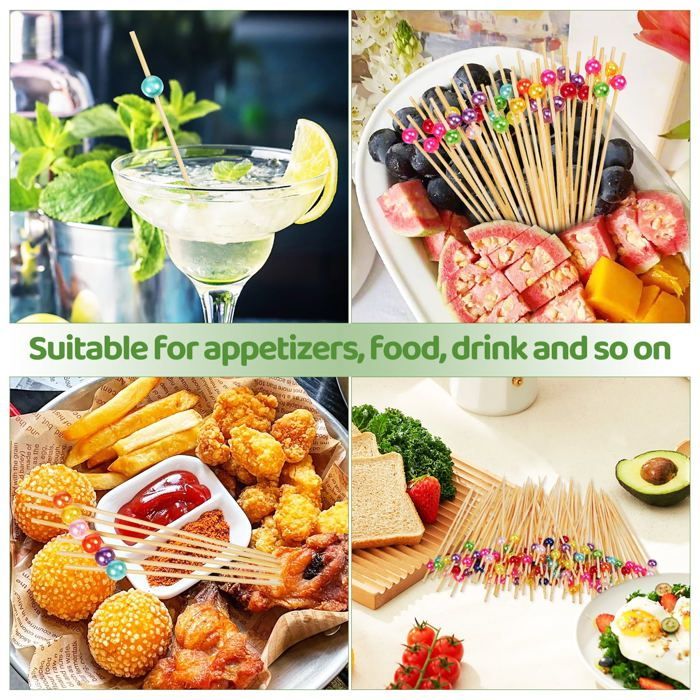 Barbecue Accessories - CUNEARY - Bamboo Skewers - 200 Pieces - Novelty Toothpicks - Disposable