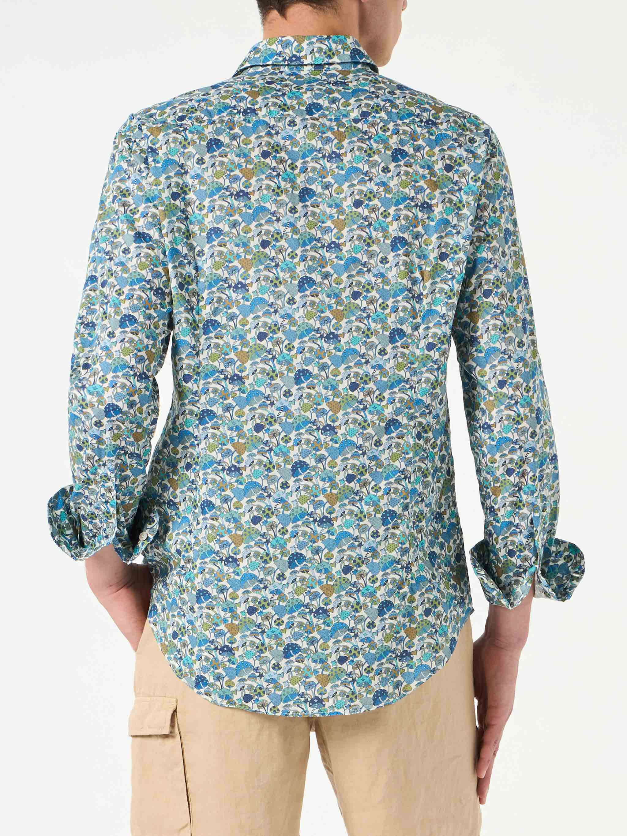 Camicia da uomo Sikelia in mussola di cotone con stampa funghi | EDIZI
