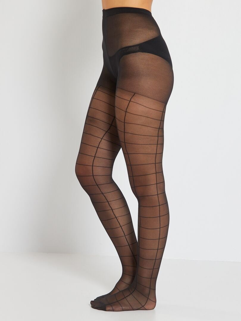 'DIM' geruite panty - zwart