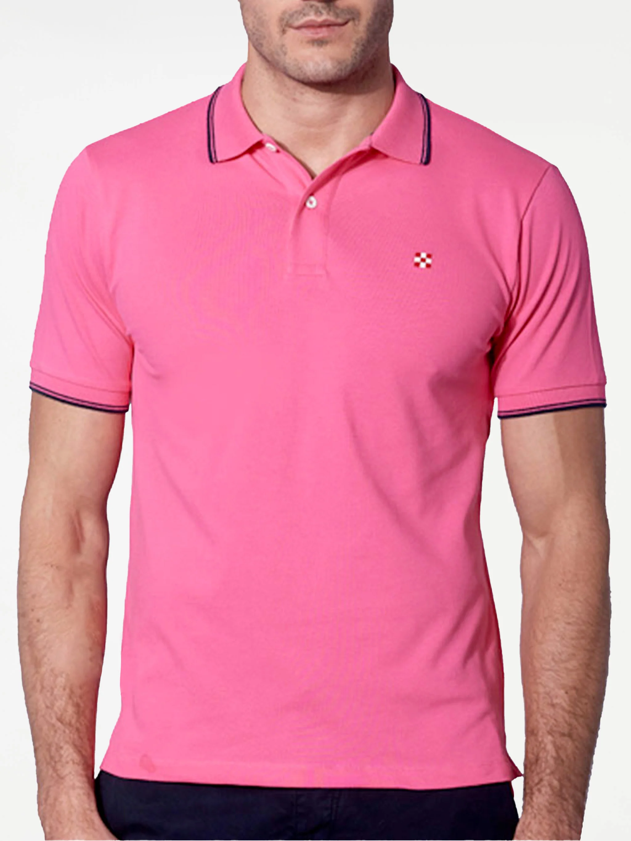Fluorescerend roze piqué poloshirt met St. Barth-ruitlogo