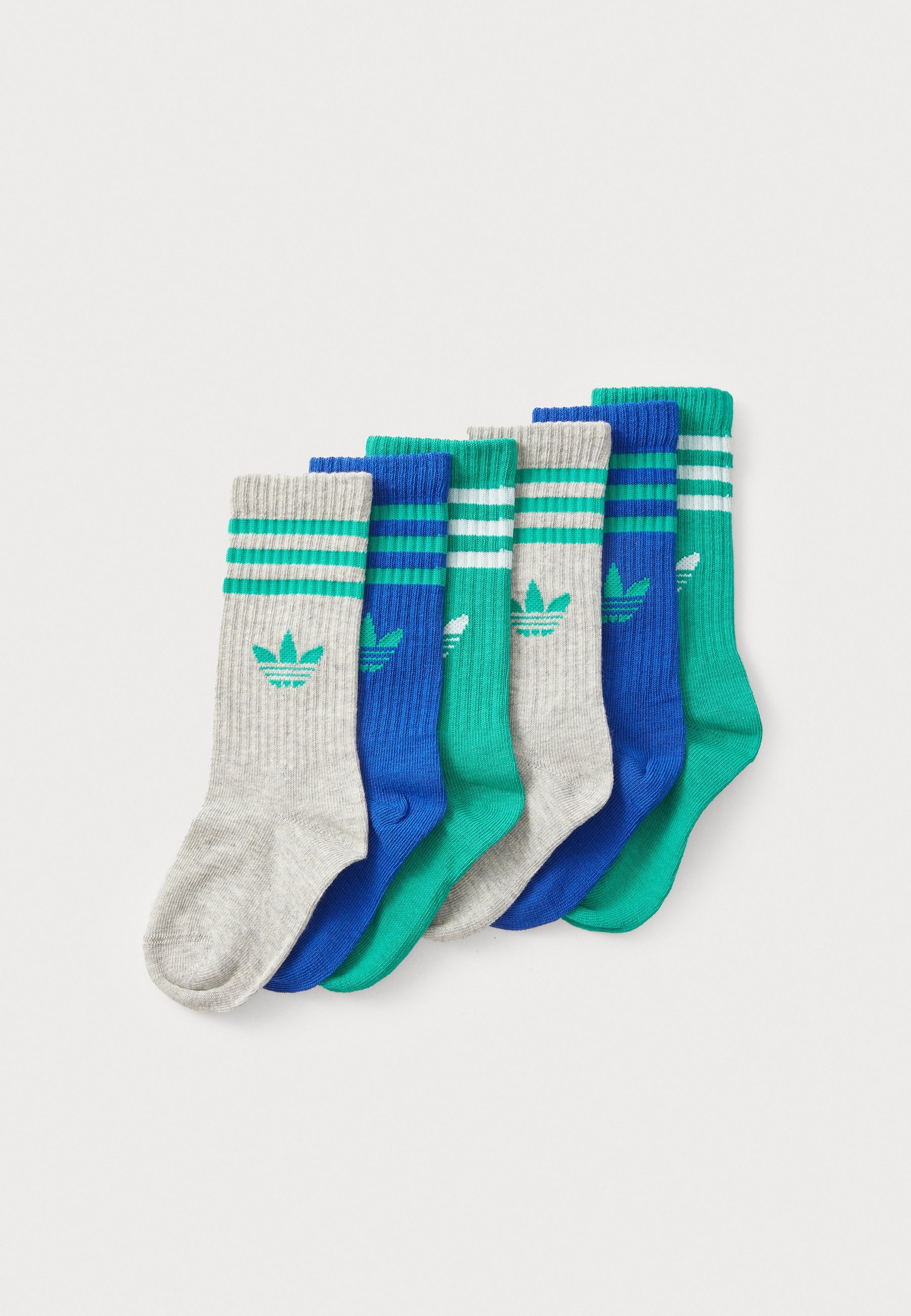adidas Originals CREW UNISEX 6 PACK - Sokid - hall/sinine/roheline