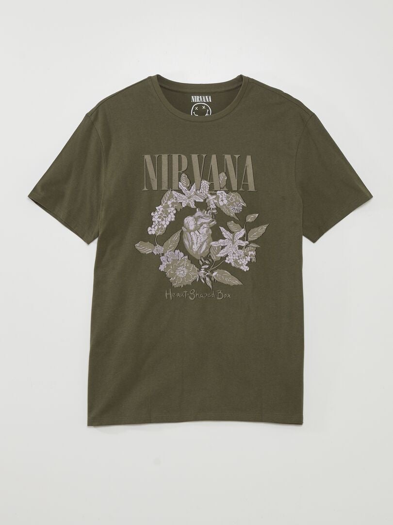 Camiseta de gola redonda 'Nirvana' - Cáqui