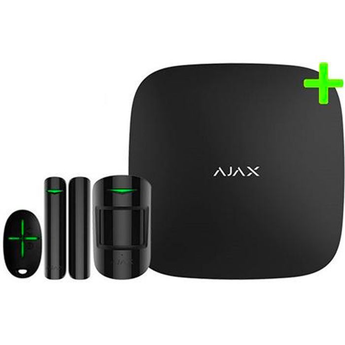 AJAX Hub 2 Plus Alarm Pack with Motion Detector, Camera, Presence Detector, Remote Control - Black