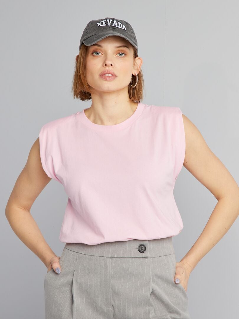 Camiseta com ombreiras - rosa