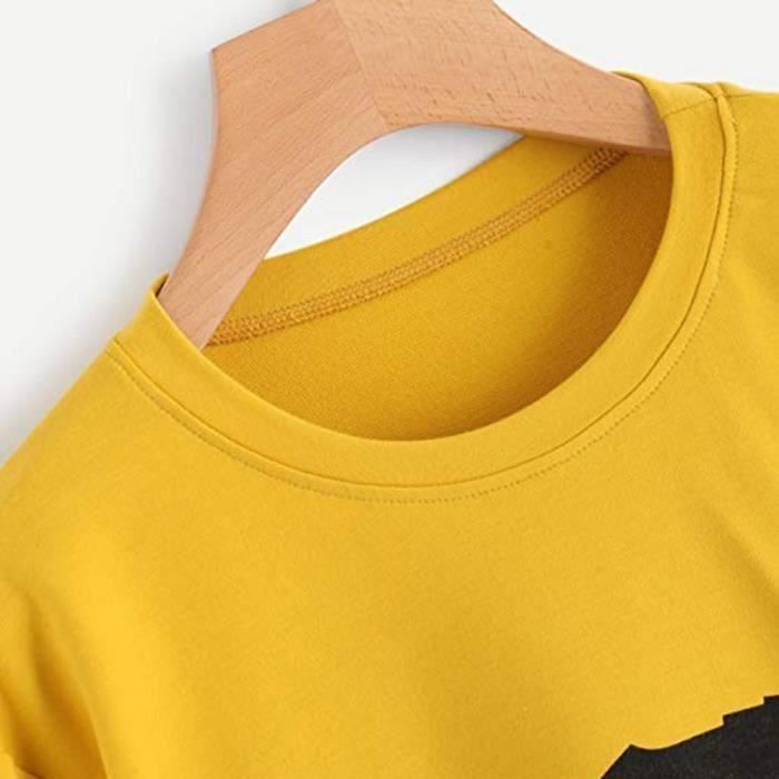 Sweat Femmes - FUNMOON - Imprimé Chat - Manches Longues - Capuche - Jaune