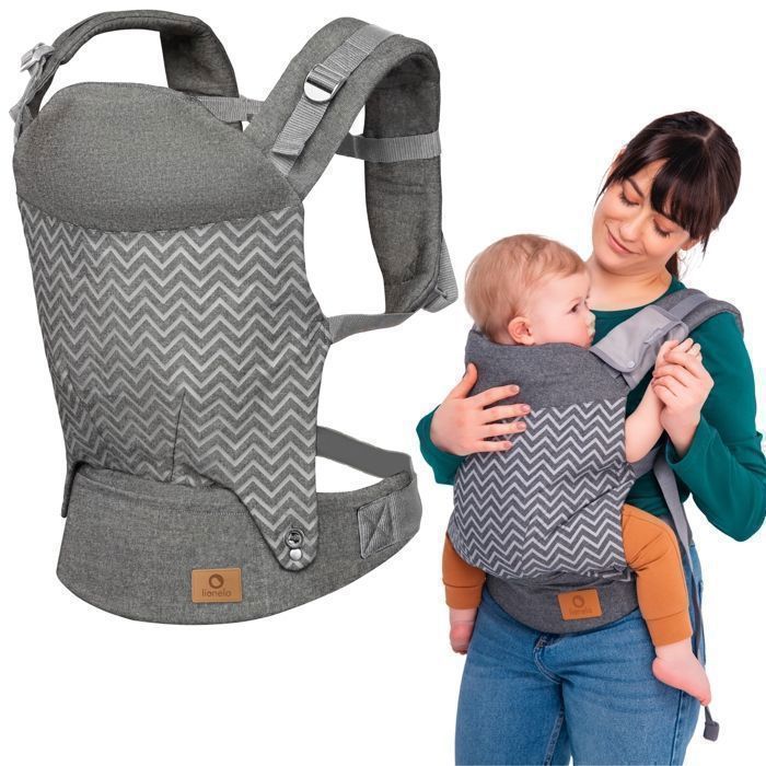 LIONELO Margarete Ergonomisk Babybæresele - Foran/Bagpå - Bomuld - 3 Positioner - Op til 20 kg - Pose - Grå