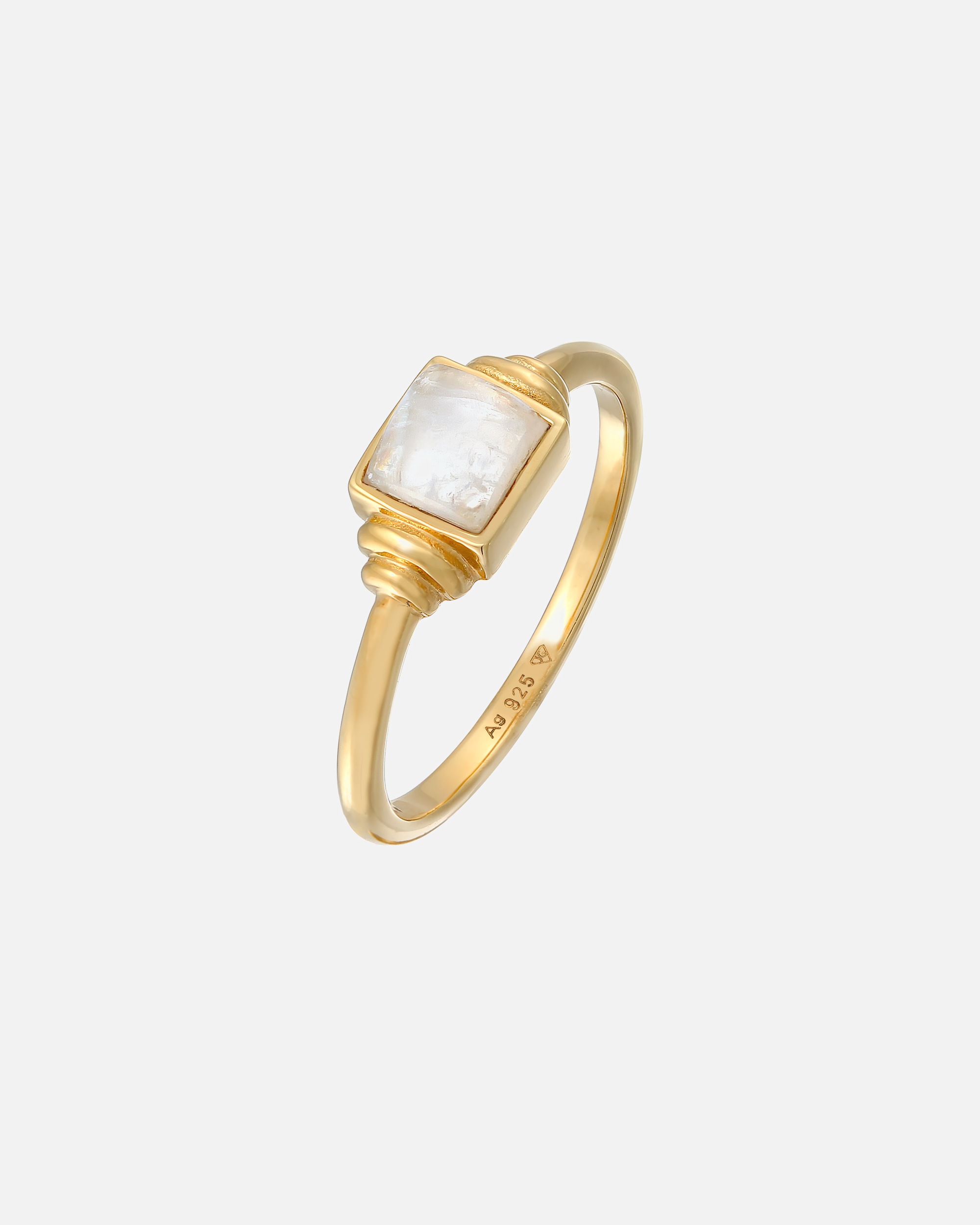 Elli PREMIUM Elli PREMIUM Bague Femmes Carré Vintage avec Pierre de lune en argent sterling 925 plaqué or