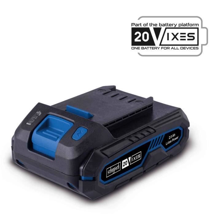 Batería de 2,0 Ah y 20 V: batería universal para la gama SCHEPPACH 20V IXES.