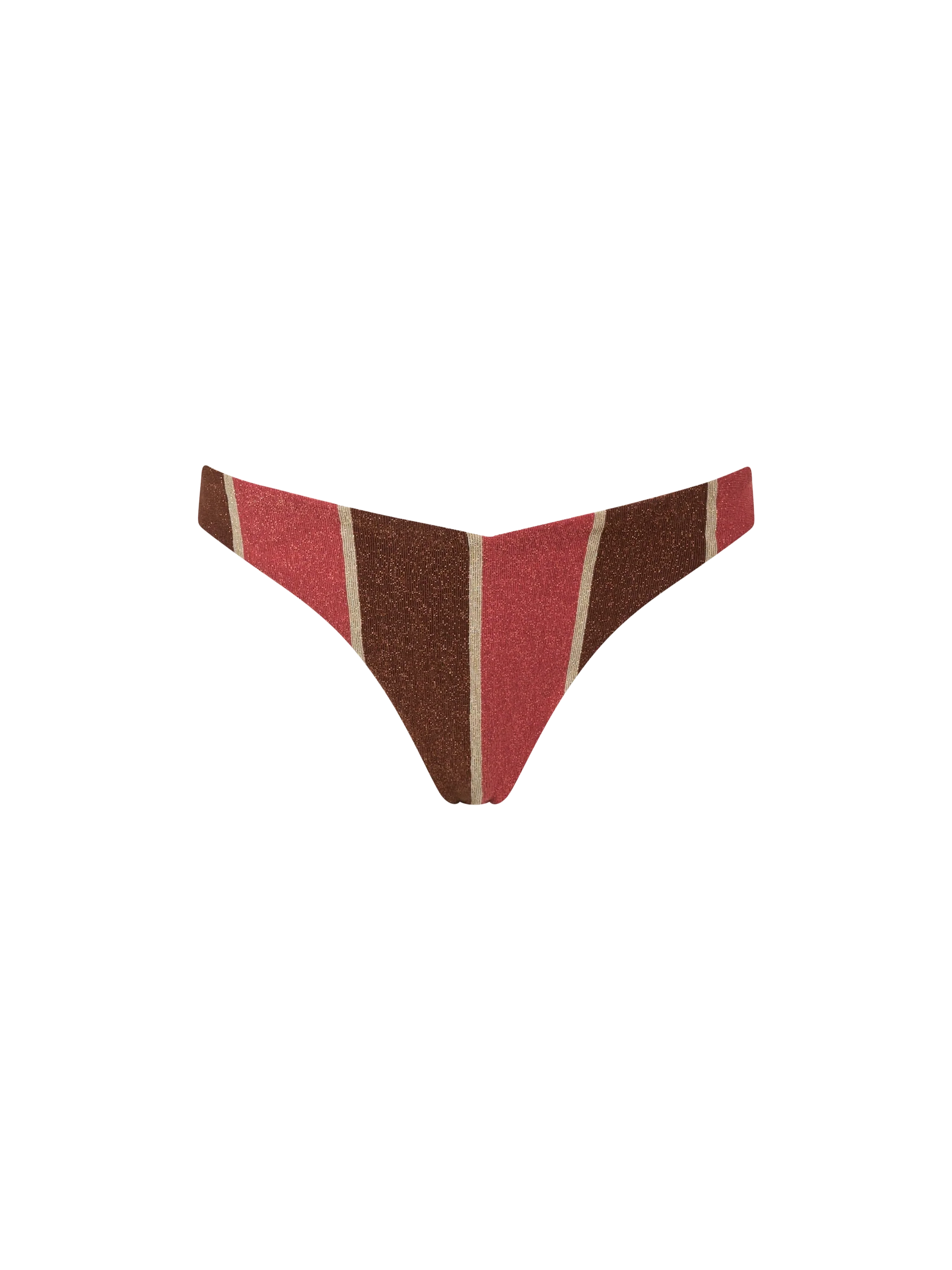 Braguita de baño Romy para mujer con rayas de lúrex y estilo atrevido.