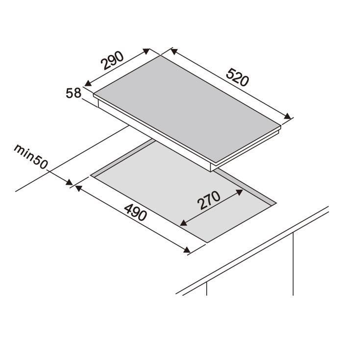 Placa de inducción empotrable OCEANIC Domino negra - 3500W - 2 refuerzos
