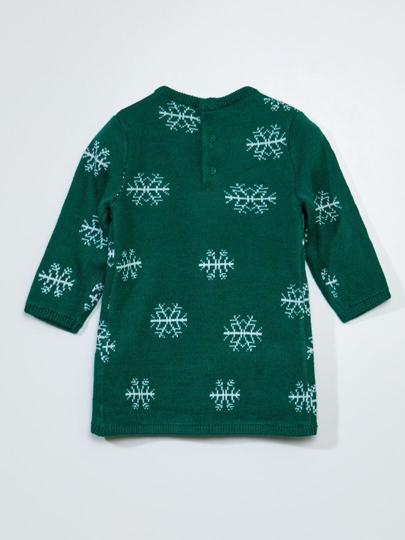 Bedrukte kerstjurk - Groen