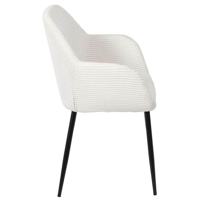AMORY - Juego de 2 sillas de comedor de pana color crema