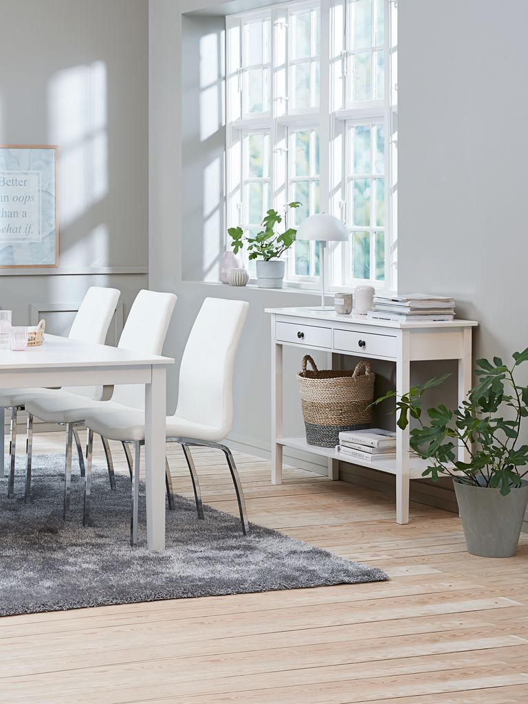 NORDBY konsolė 40x110 2 stalčiai 1 lentyna balta