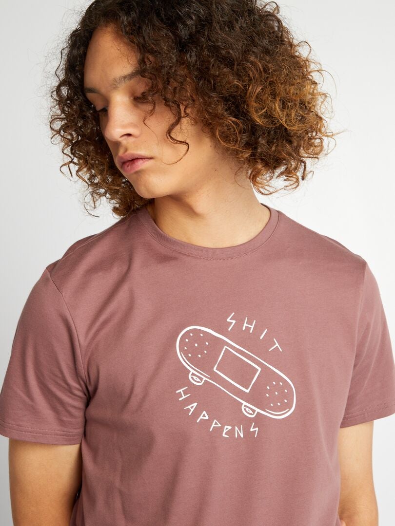 Bedrukt jersey T-shirt - ROZE