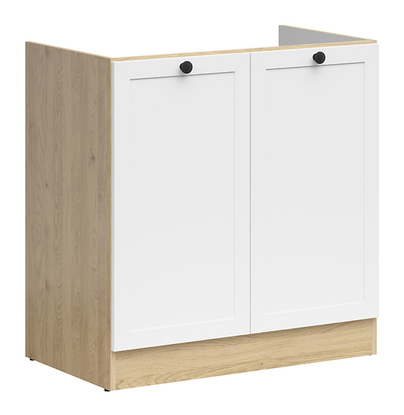 Szafka kuchenna pod zlewozmywak Junona Line 80 cm z 2 drzwiami dąb bernstein/biały