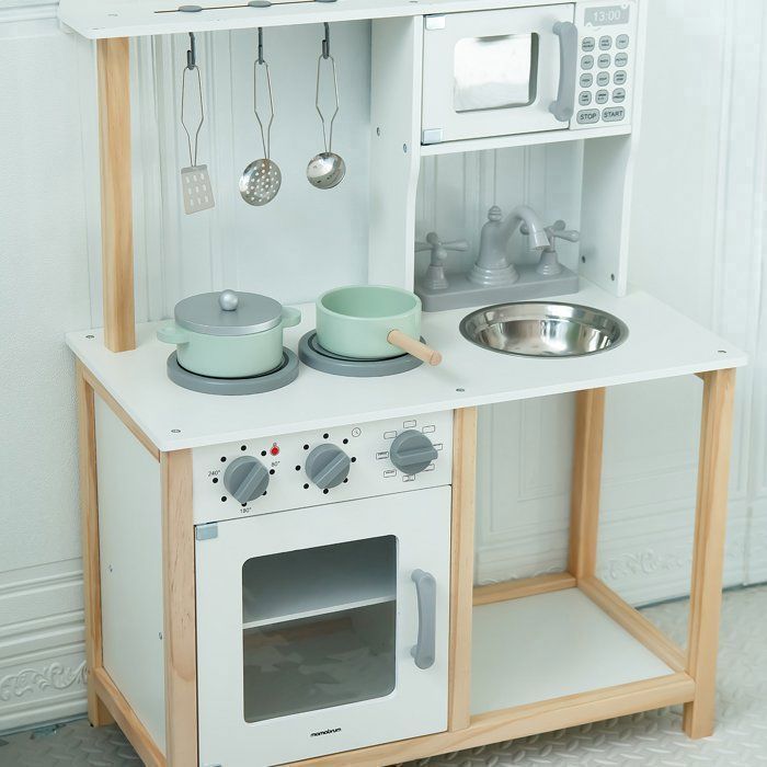 Cucina per bambini in legno MAMABRUM - Microonde, forno, lavello, accessori