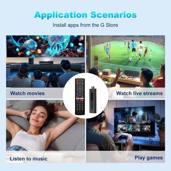 TV Stick 4K Voice Control 2GB+16GB, Android, H313 Quad-Core 64 bit WiFi5 Dual 2.4G/5G WiFi HDR10+ HD Smart TV Stick Box