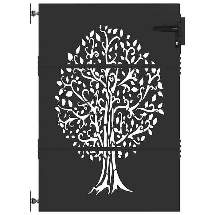 Portail de jardin en acier - vidaXL - Noir - 85x150 cm - Acier peint par poudre - Motif d'arbre découpé au laser