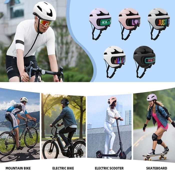 Slimme elektrische fietshelm met doe-het-zelf LED-display en app-bediening voor elektrische fietsen, scooters en fietsen. Eén maat past iedereen.
