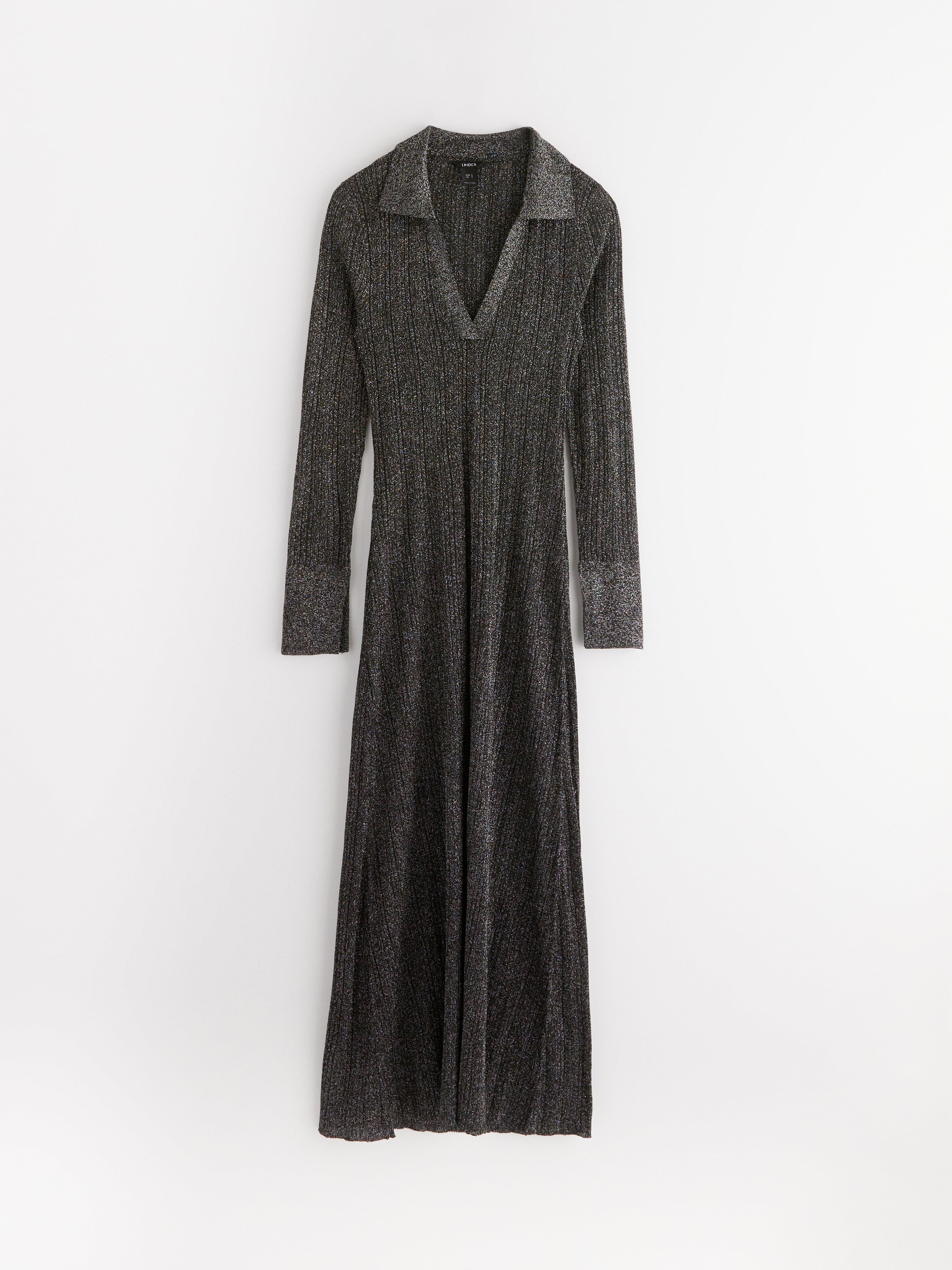 Vestido midi preto com glitter