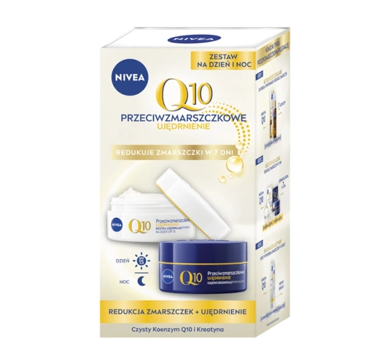 NIVEA Q10 Ujędrnienie   Przeciwzmarszczkowy zestaw krem na dzień 50 ml   krem na noc 50 ml