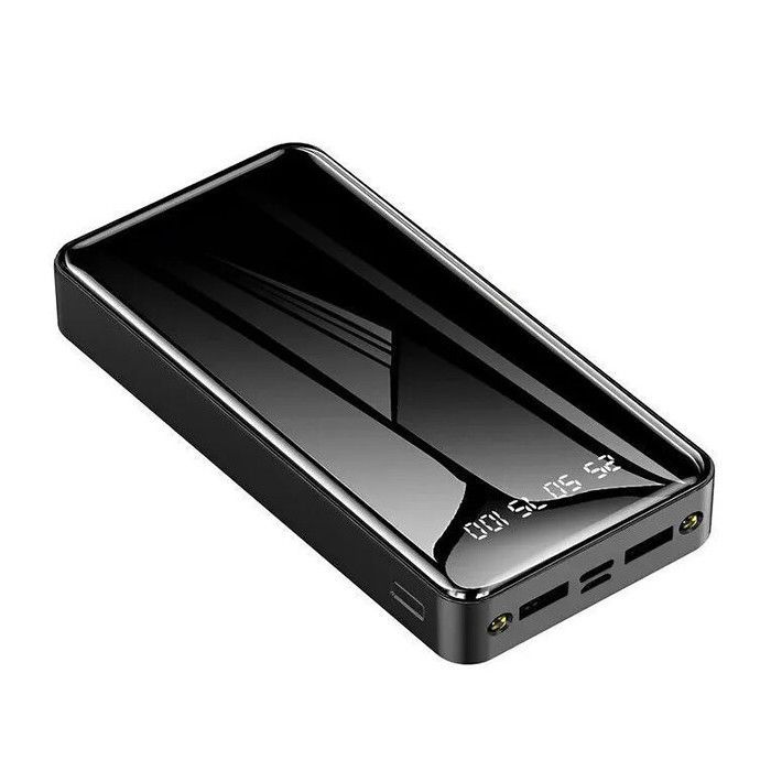 Batteria esterna da 20000 mAh, power bank portatile a ricarica rapida, 2 porte di uscita/2 porte di ingresso, per smartphone e tablet, 14x6,9x2,7 cm/400 g